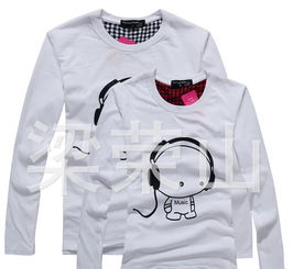 廠家直銷情侶T恤長(zhǎng)袖耳機(jī)音樂(lè)主題服飾 韓版精品女裝與情侶裝價(jià)格圖片全覽